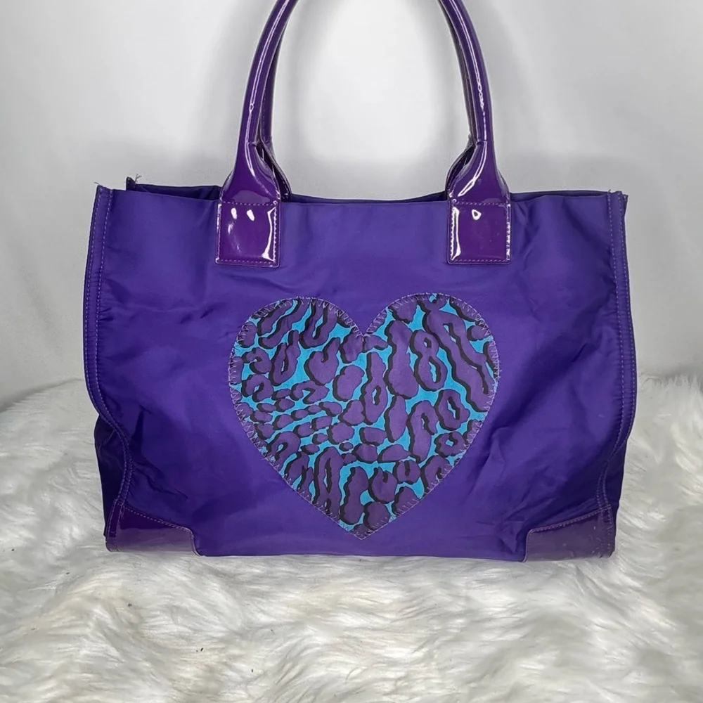Tory Burch Ella Purple Heart Tote Bag